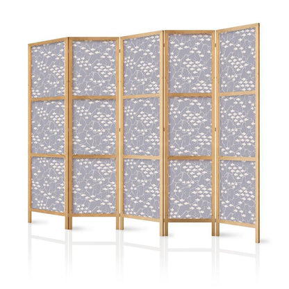 Japanese Room Divider - Underwater Shoal of Small Fish - Tiny Light-Beige Fish on the Background of Oceanic Depths in Gray Shades