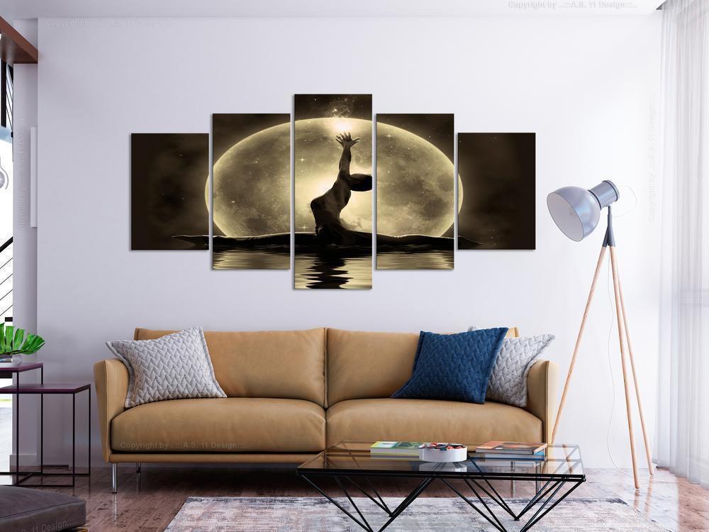 Canvas Print - Twine (5 Parts) Wide Golden-ArtfulPrivacy-Wall Art Collection