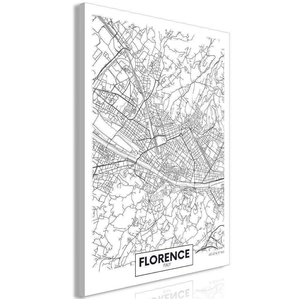 Canvas Print - Florence Map (1 Part) Vertical-ArtfulPrivacy-Wall Art Collection