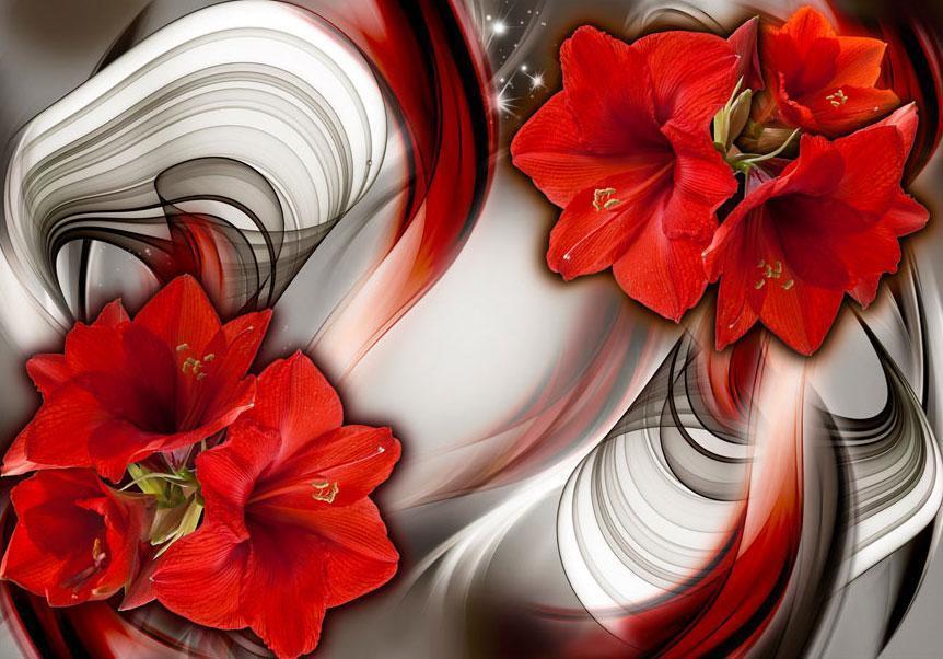 Wall Mural - Amaryllis - Ballad of the Red-Wall Murals-ArtfulPrivacy