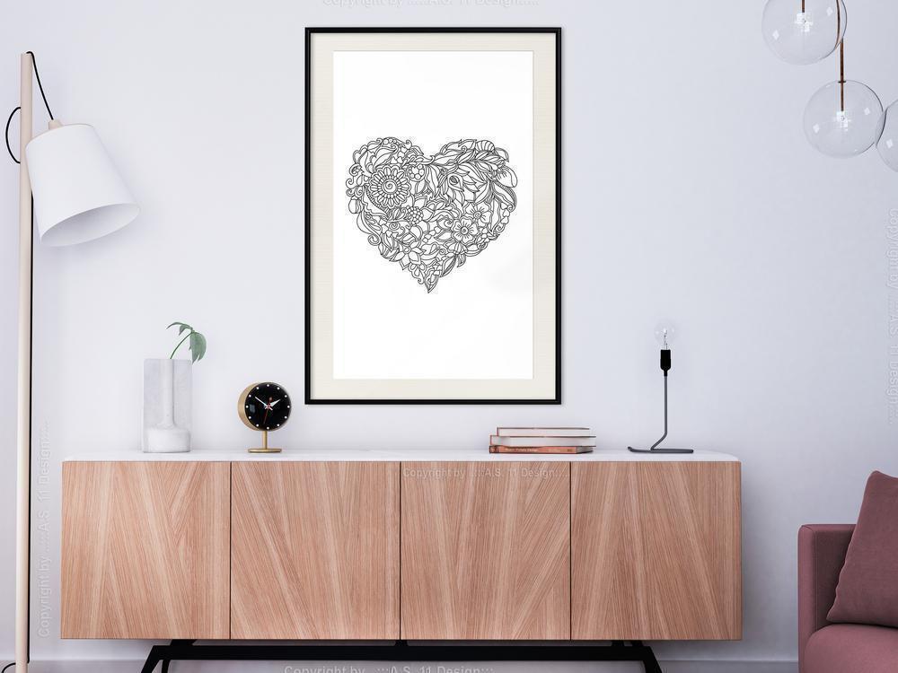 Black and White Framed Poster - Fulfillment of Love-artwork for wall with acrylic glass protection