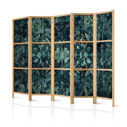 Japanese Room Divider - Oriental Pattern Carpet - Emerald Ornaments and Worn Patterns