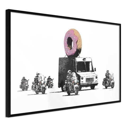 Urban Art Frame - Banksy: Donuts (Strawberry)-artwork for wall with acrylic glass protection