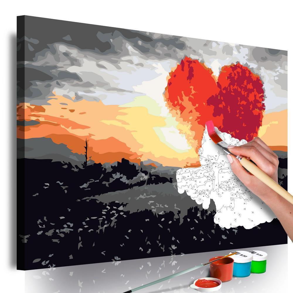 Start learning Painting - Paint By Numbers Kit - Heart-Shaped Tree (Sunrise) - new hobby