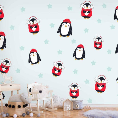 Wall Mural - Brawling Penguins