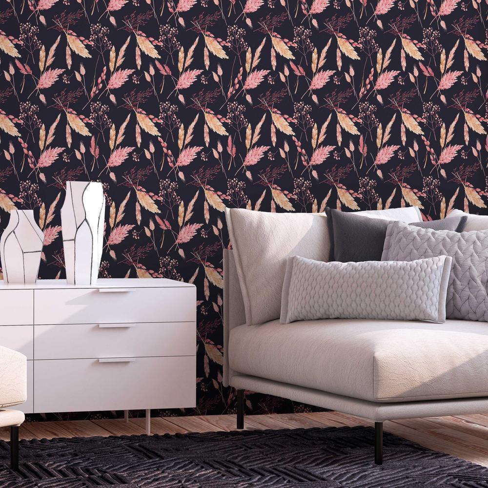 Classic Wallpaper made with non woven fabric - Wallpaper - Pink Grasses - ArtfulPrivacy