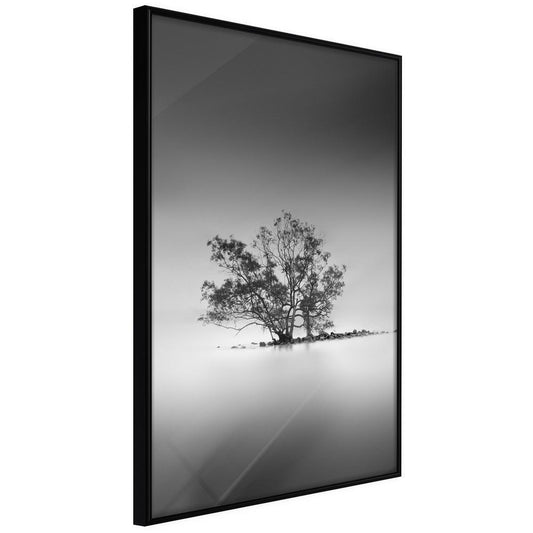 Black and White Framed Poster - Loneliness I-artwork for wall with acrylic glass protection