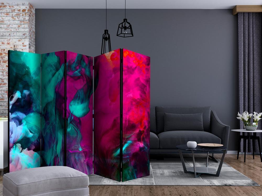 Room Divider - Color madness II- A 5 Panel Folding Screen For Living rooms, bedrooms or home office, decorative folding screen made with wood and canvas