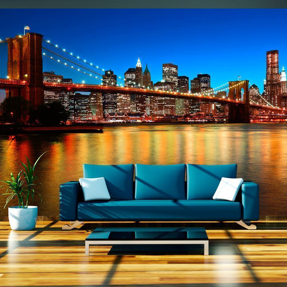 Wall Mural - Dusk over the Brooklyn Bridge-Wall Murals-ArtfulPrivacy