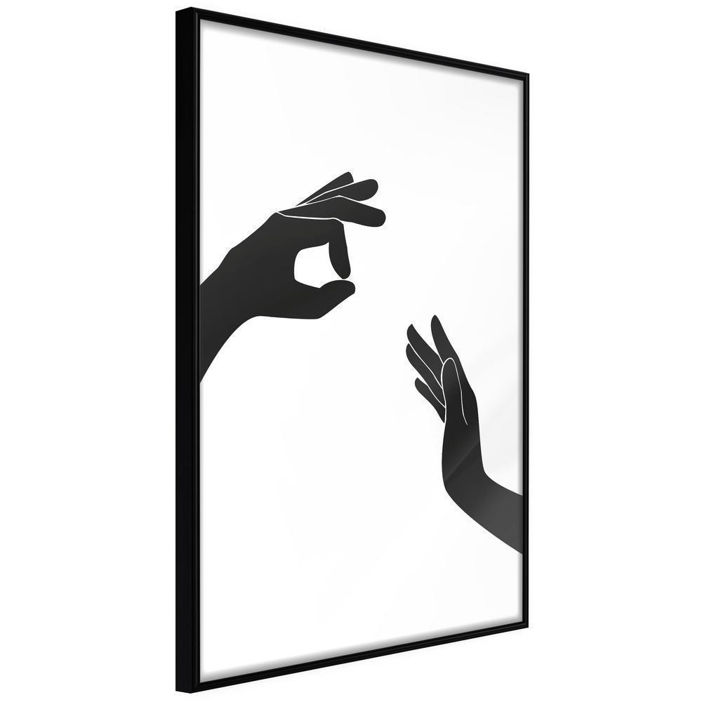 Black and White Framed Poster - Language of Gestures I-artwork for wall with acrylic glass protection