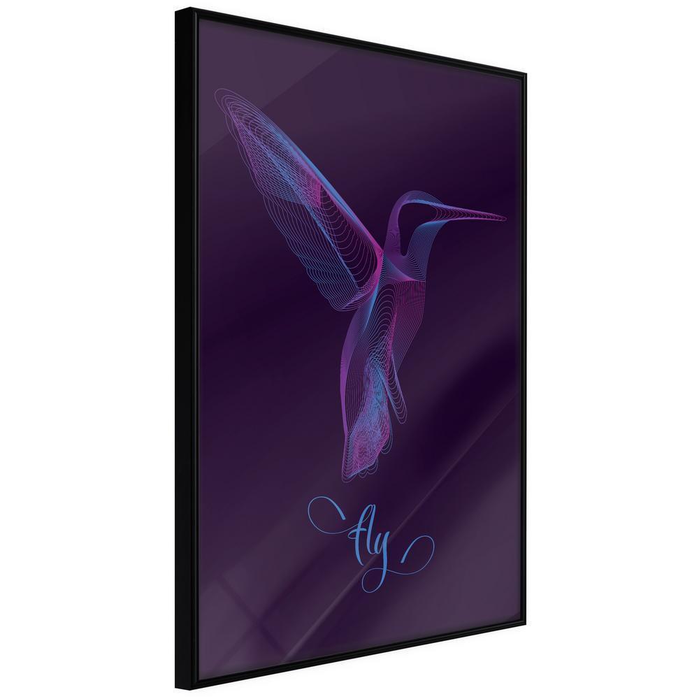 Frame Wall Art - Fluorescent Hummingbird-artwork for wall with acrylic glass protection
