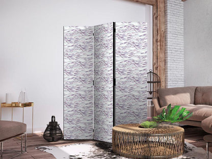 Room Divider - Fish in Subdued Colors - Shoal of Small Fish in Light Purple and Delicate Pink Against Gray Waves