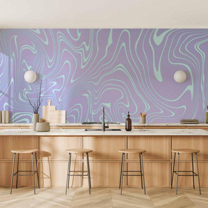 Wall Mural - Sea Abstraction - Intriguing Composition of Wavy Shapes in Shades of Blue