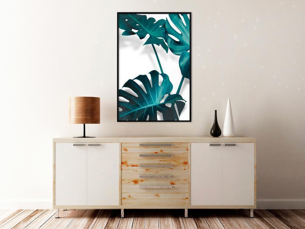 Botanical Wall Art - Turquoise Monstera II-artwork for wall with acrylic glass protection