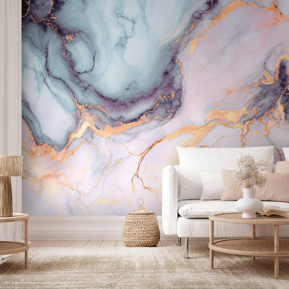 Wall Mural - Pastel Stones - Pink and Blue Marble-based Structures