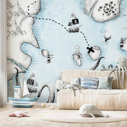 Wall Mural - Treasure Map-Wall Murals-ArtfulPrivacy