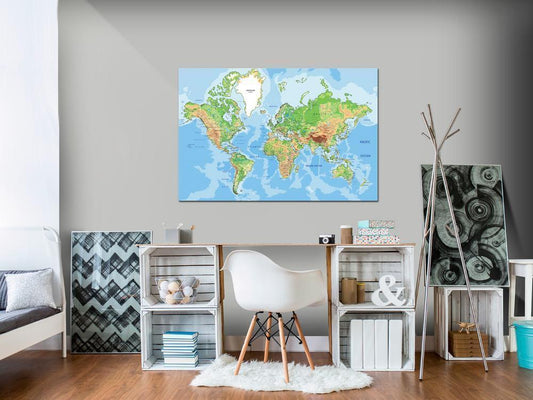Cork board Canvas with design - Decorative Pinboard - World Geography-ArtfulPrivacy