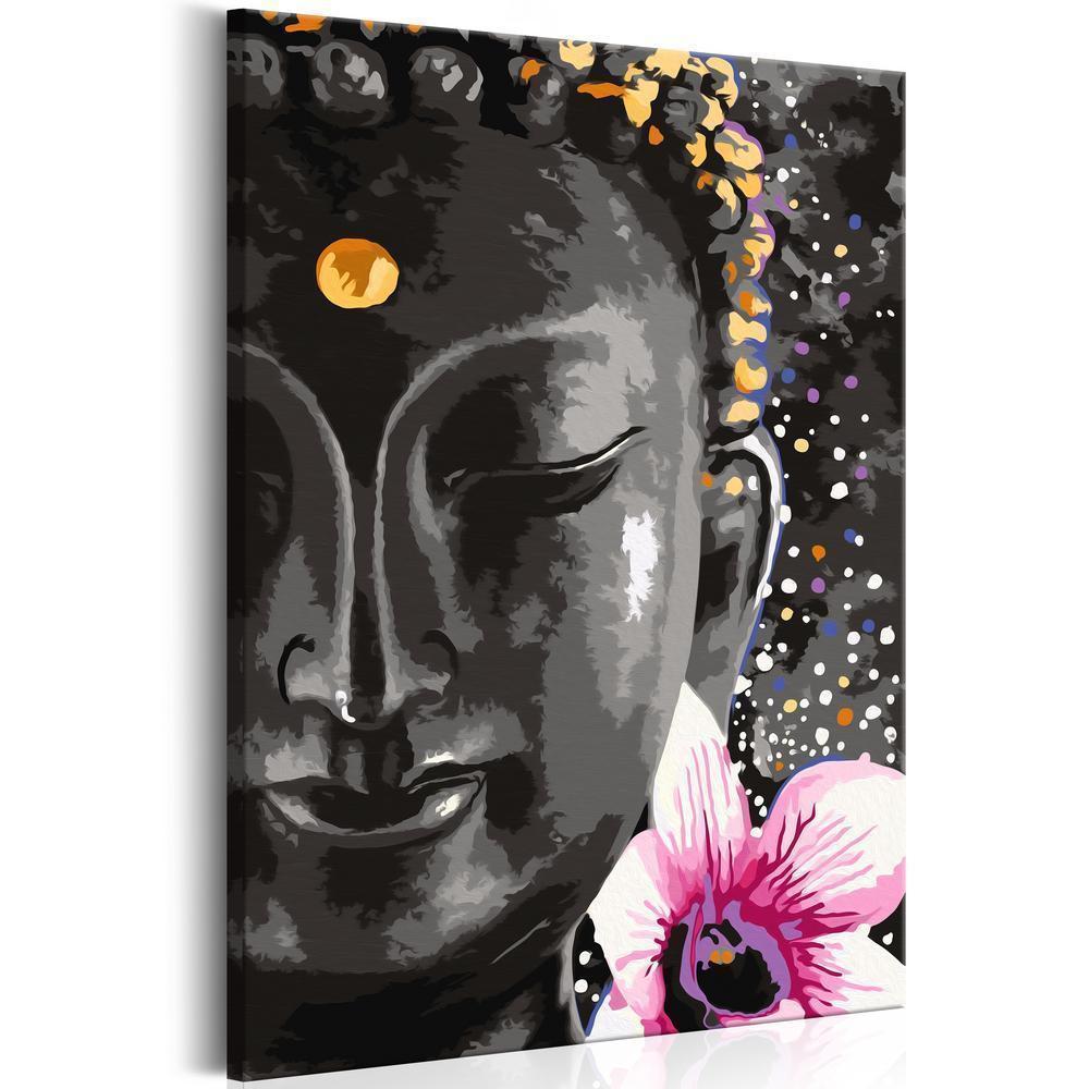 Start learning Painting - Paint By Numbers Kit - Buddha and Flower - new hobby