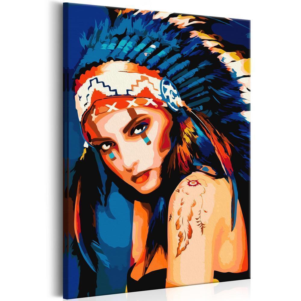 Start learning Painting - Paint By Numbers Kit - Native American Girl - new hobby