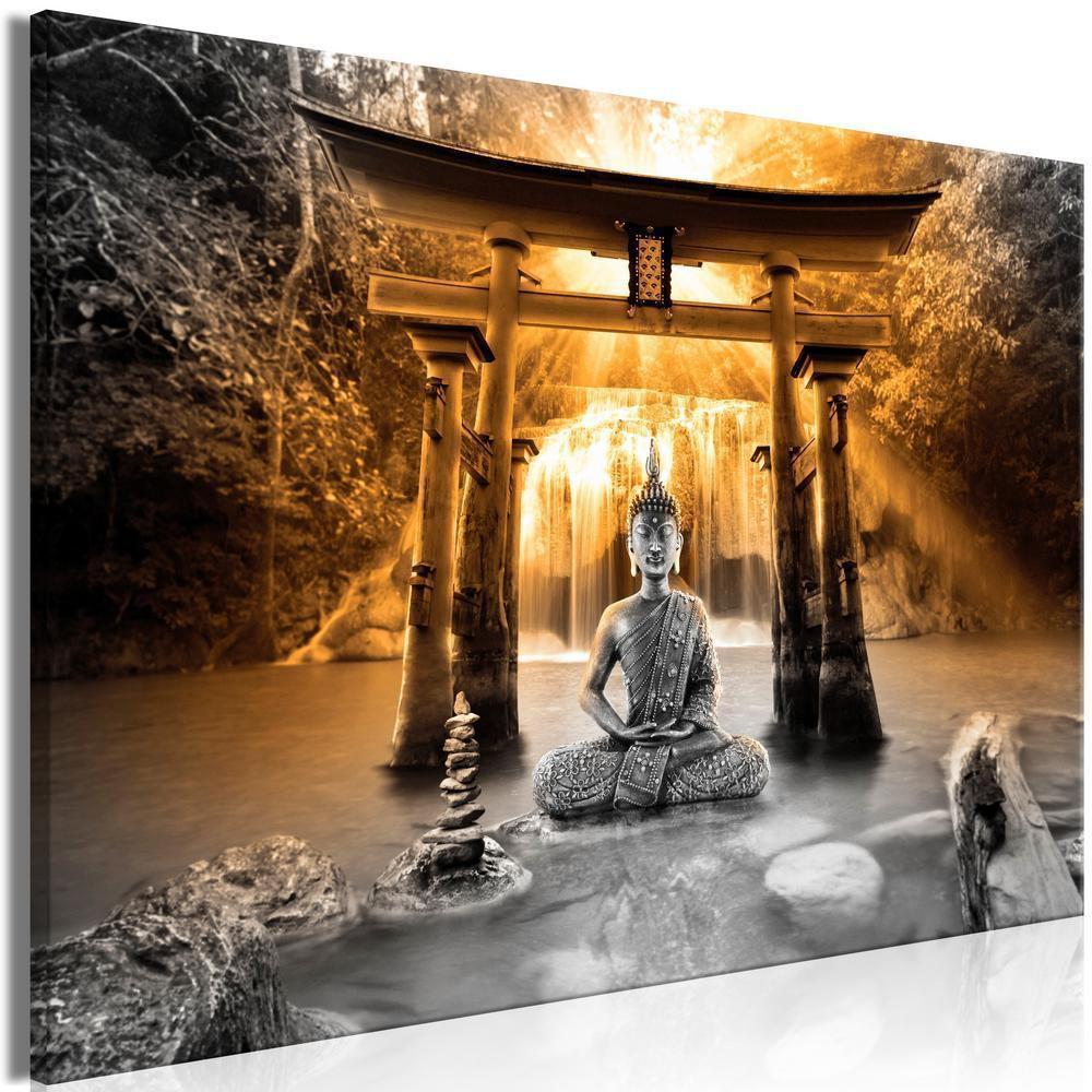 Canvas Print - Buddha Smile (1 Part) Wide Orange-ArtfulPrivacy-Wall Art Collection