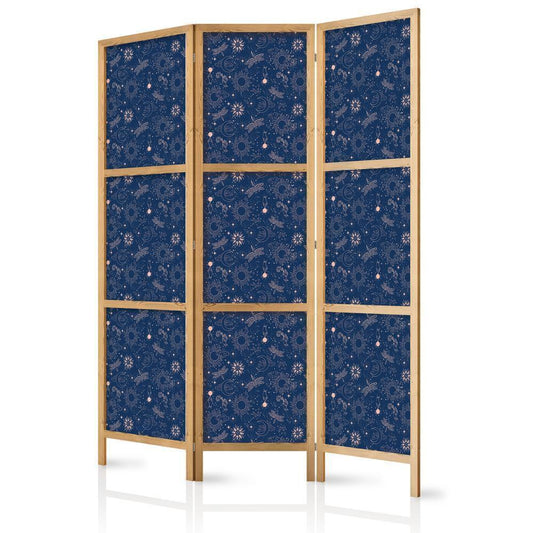 Japanese Room Divider - Cosmic Inspirations - Pattern with Stars and Constellations on a Dark Background