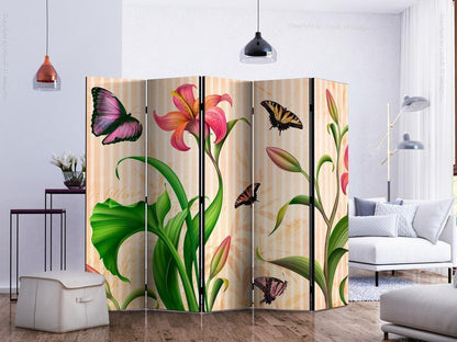 Decorative partition-Room Divider - Vintage - spring II-Folding Screen Wall Panel by ArtfulPrivacy