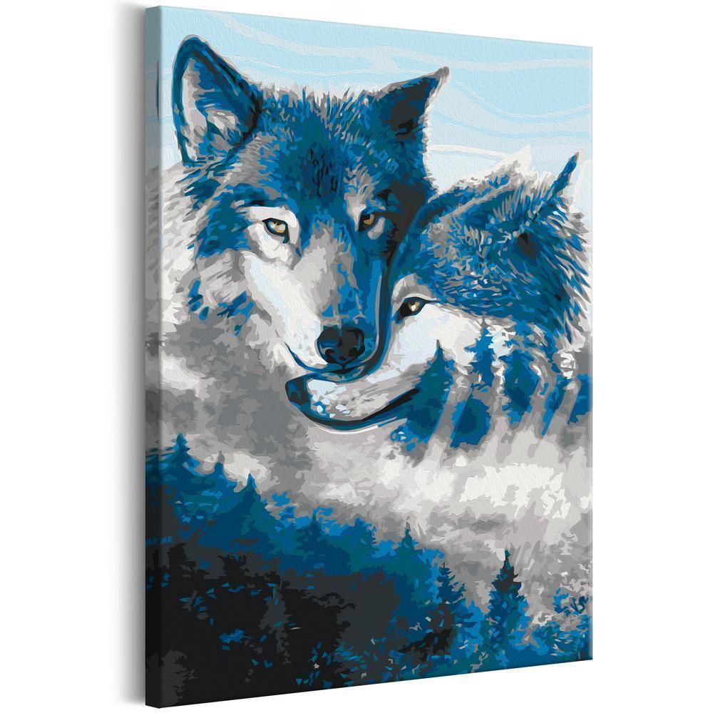 Start learning Painting - Paint By Numbers Kit - Wolves in Love - new hobby