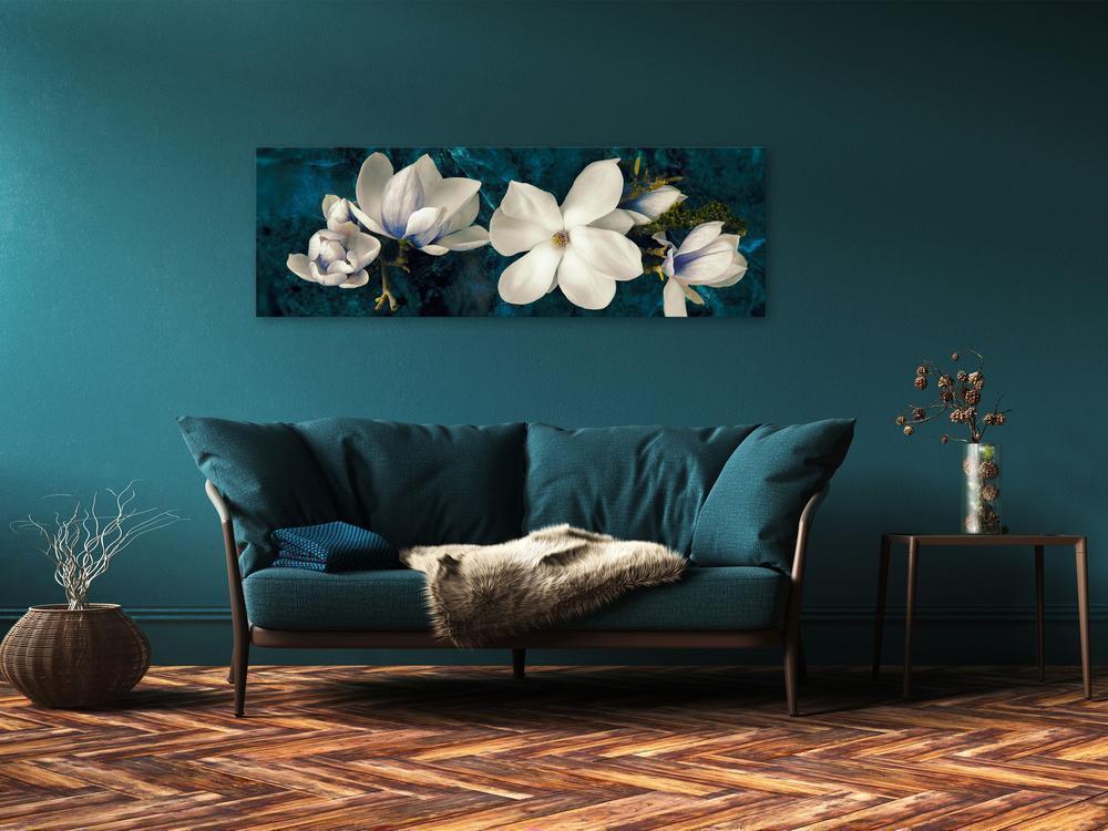 Canvas Print - Avant-Garde Magnolia (1 Part) Narrow Turquoise-ArtfulPrivacy-Wall Art Collection