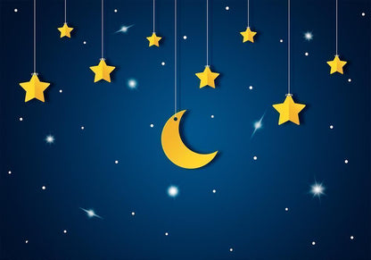Wall Mural - Skyline - night sky landscape with stars and moon for children-Wall Murals-ArtfulPrivacy