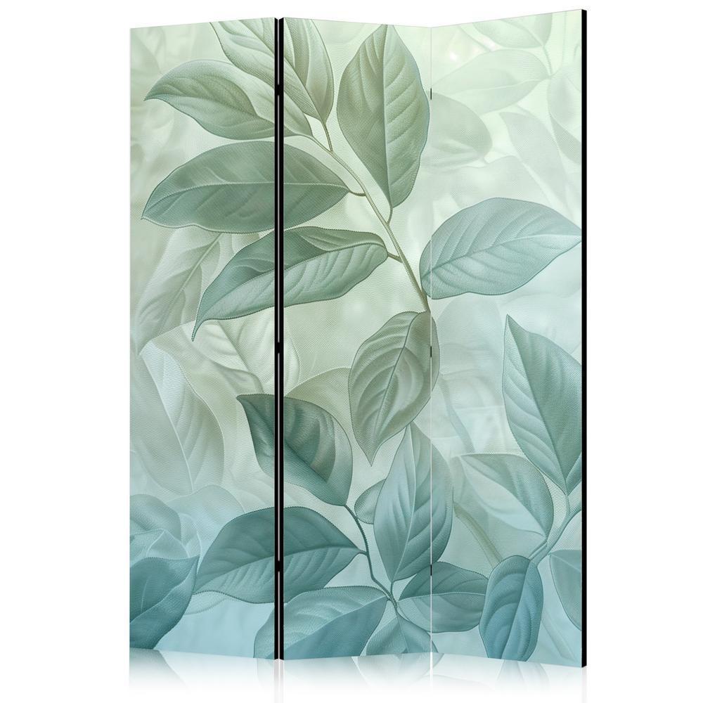 Room Divider - Large Leaves in Green-Mint Shades - Botanical Motif