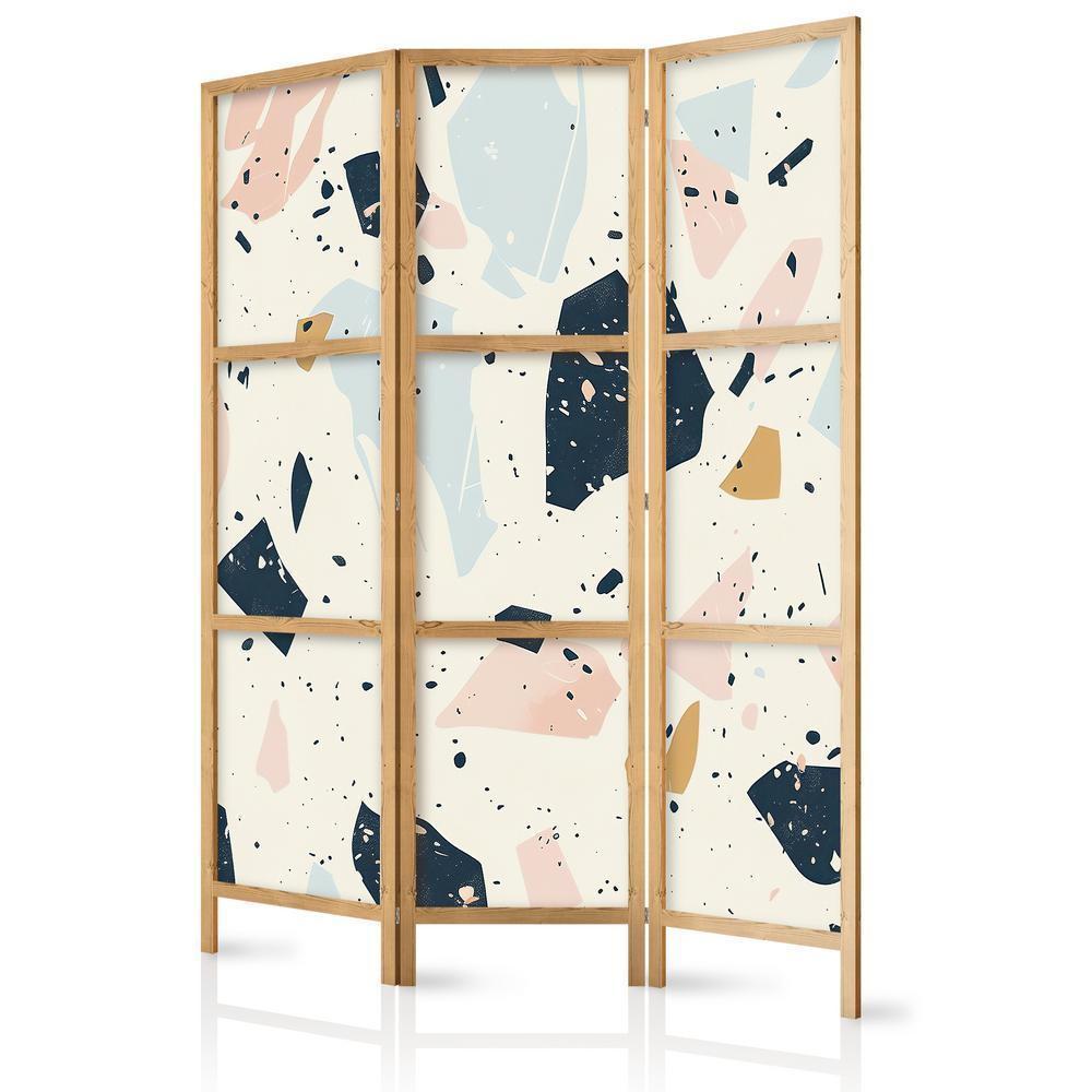 Japanese Room Divider - Terrazzo with Large - Scaled Stones in Muted Colors