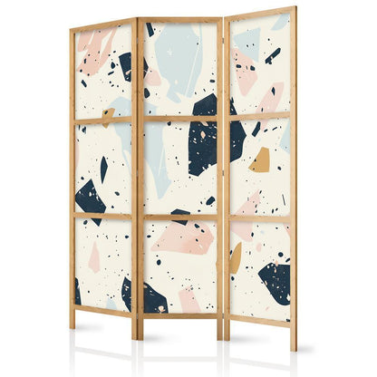 Japanese Room Divider - Terrazzo with Large - Scaled Stones in Muted Colors