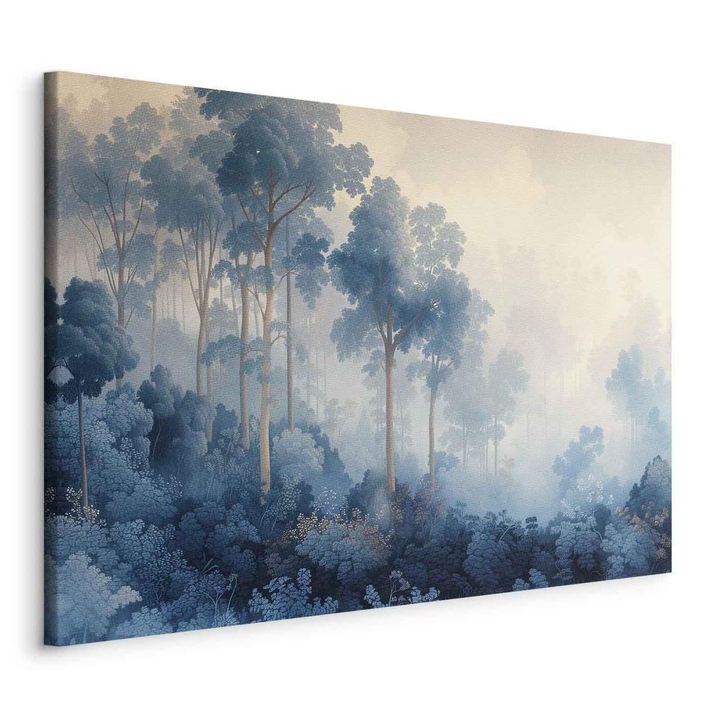 Impression sur toile - Paysage avec arbres dans un style illustratif Forêt bleue de conte de fées