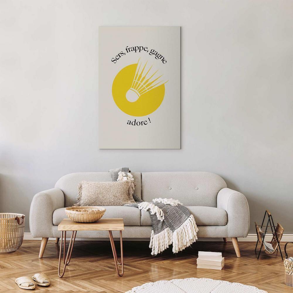 Canvas Print - Badminton Shuttlecock on a Yellow Circle Background