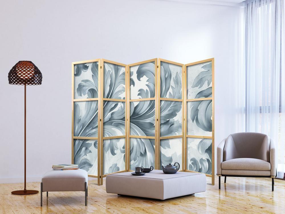 Japanese Room Divider - Botanical Motif with Leaves and Vines in Sandy Colors