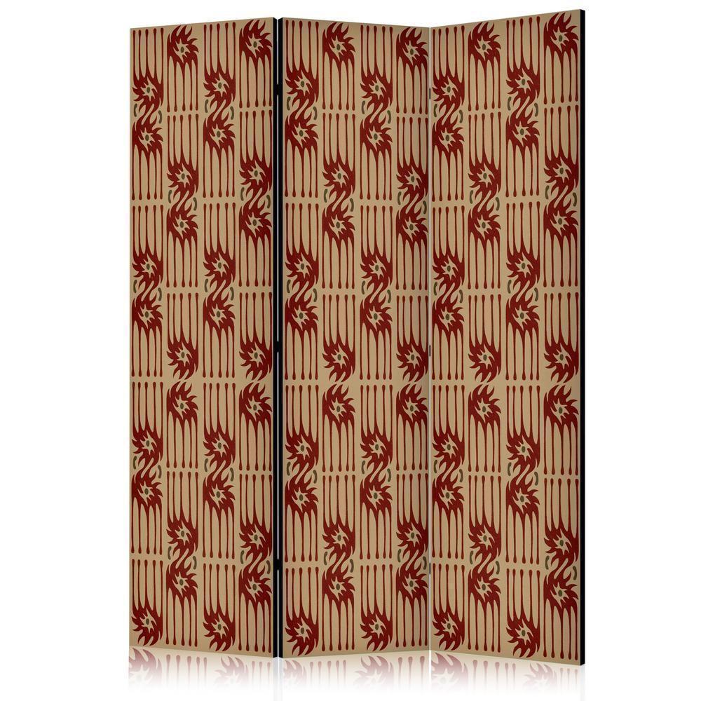 Room Divider - Predatory Features - Red Abstract Shapes Inspired by Tribal