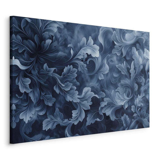 Canvas Print - Abstract Ornaments Dark Blue Victorian Leaves