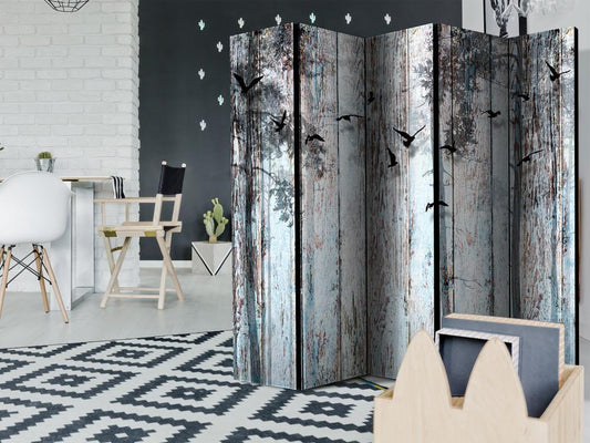 Decorative partition-Room Divider - Rustic Boards II-Folding Screen Wall Panel by ArtfulPrivacy