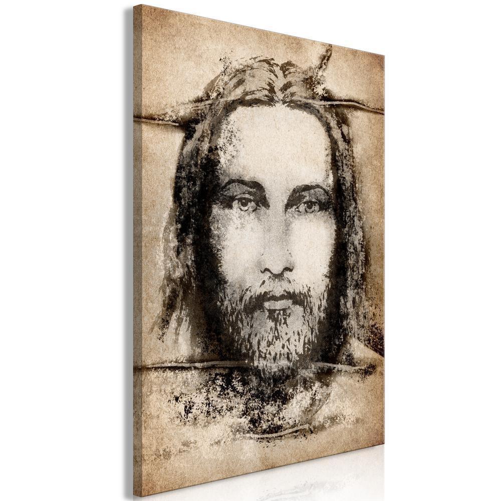 Canvas Print - Shroud of Turin in Sepia (1 Part) Vertical-ArtfulPrivacy-Wall Art Collection