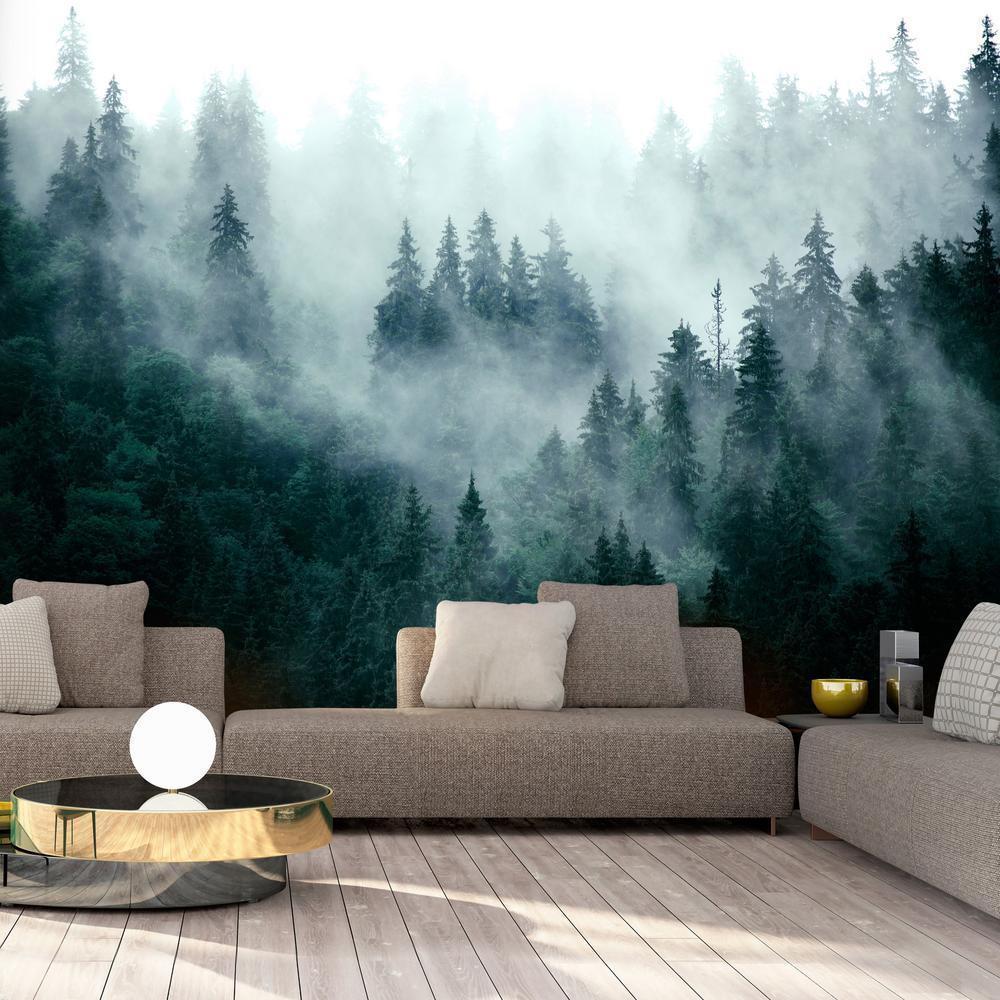 Wall Mural - Mountain Forest (Dark Green)-Wall Murals-ArtfulPrivacy