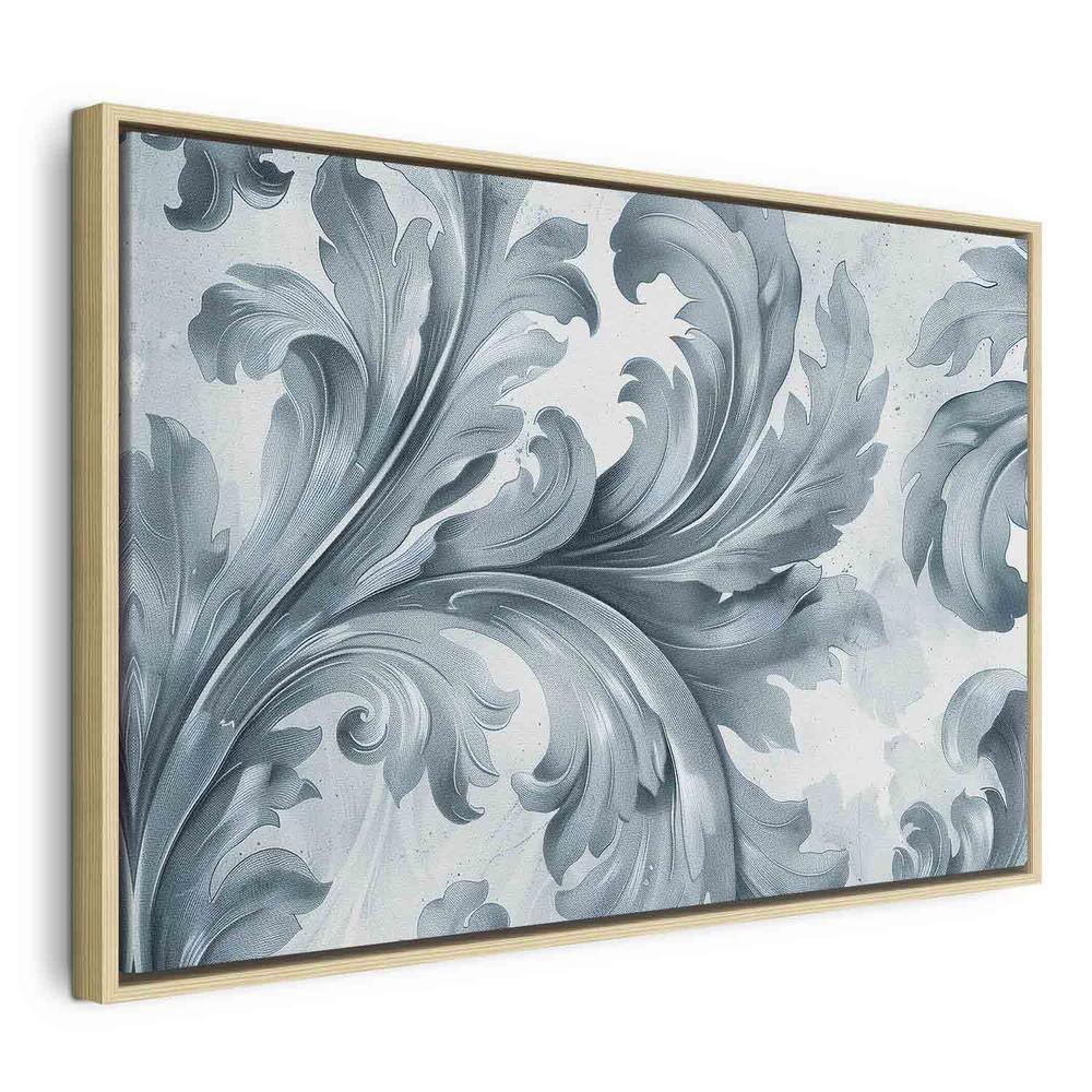 Canvas Print - Stone Baroque Ornaments in Light Shades of Gray-Blue