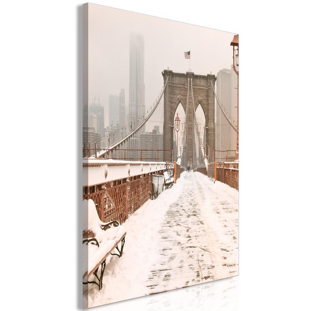 Canvas Print - Brooklyn Bridge in Sepia (1 Part) Vertical-ArtfulPrivacy-Wall Art Collection