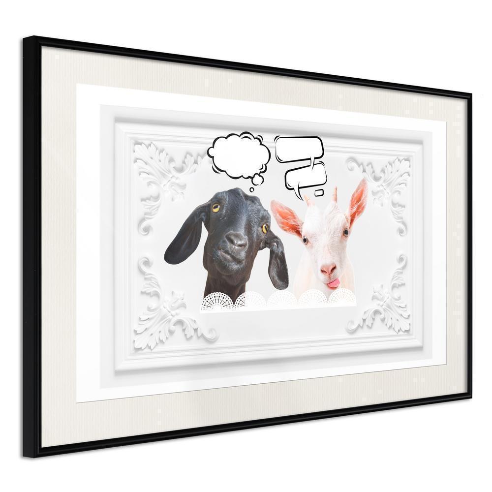 Frame Wall Art - Conversation of Two Goats-artwork for wall with acrylic glass protection