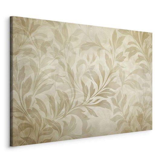 Canvas Print - Botanical Motif with Leaves and Vines in Sand Colors