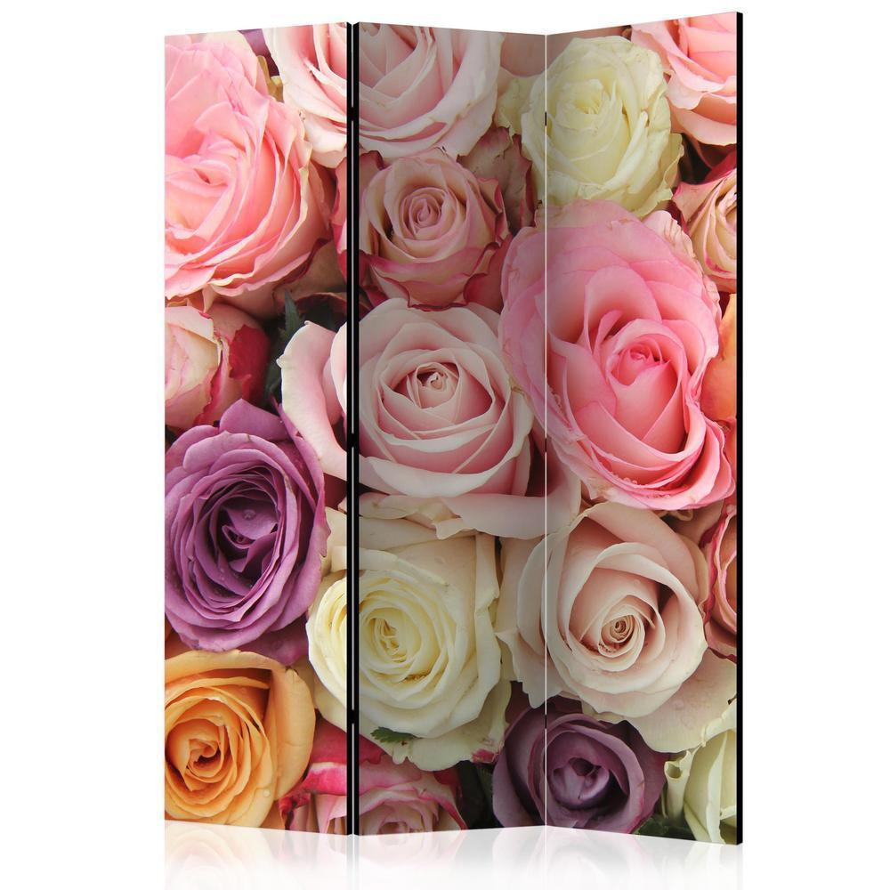 Paravent 5 volets - Roses pastel