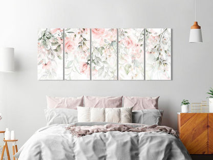 Canvas Print - Waterfall of Roses (5 Parts) Narrow - First Variant-ArtfulPrivacy-Wall Art Collection