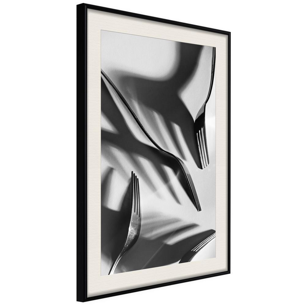 Black and White Framed Poster - Fun with Shadow-artwork for wall with acrylic glass protection