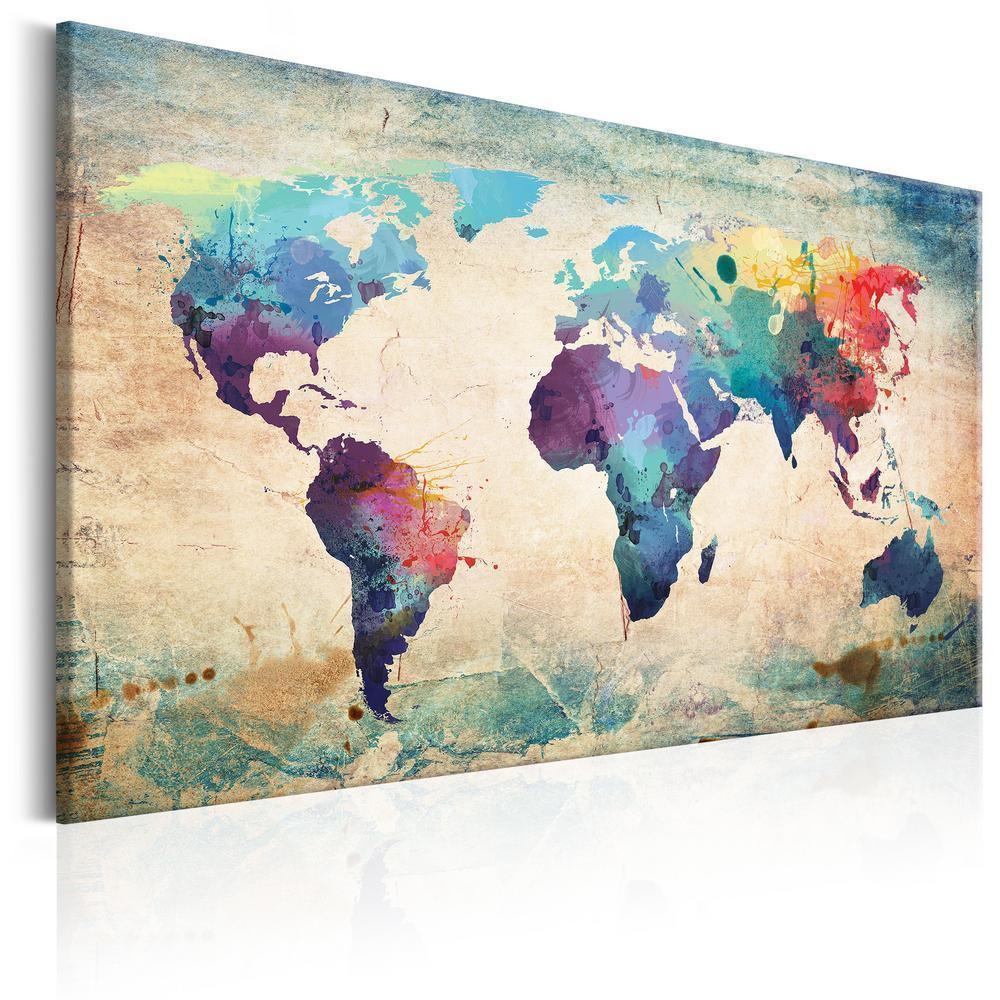 Cork board Canvas with design - Decorative Pinboard - Colorful World Map-ArtfulPrivacy