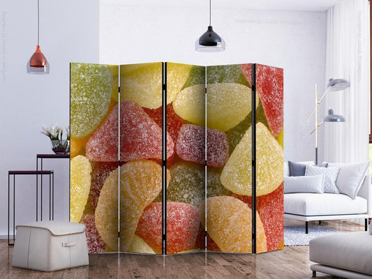 Decorative partition-Room Divider - Tasty fruit jellies II-Folding Screen Wall Panel by ArtfulPrivacy