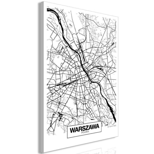 Canvas Print - City Plan: Warszawa (1 Part) Vertical